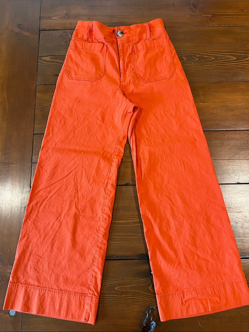 Maeve Anthropologie - The Colette High Waist Wide Leg Orange - Size 26 - Picture 4 of 13